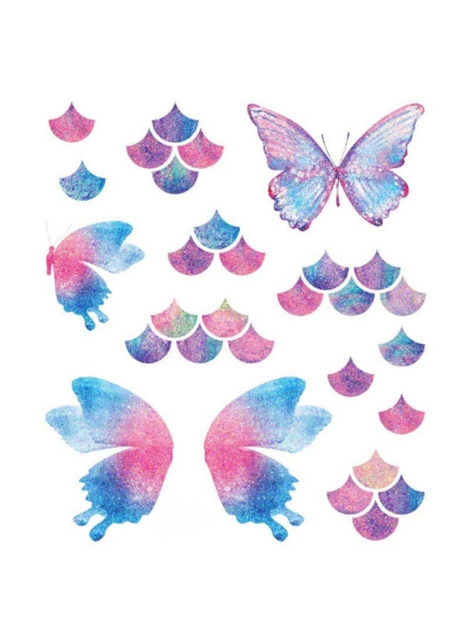 ستاردست بوتيك 3 Sheets ملصقات وجه بفراشات وحورية البحر — تاتو لاصق + أحجار لؤلؤ وصدف لامعة - Image 5