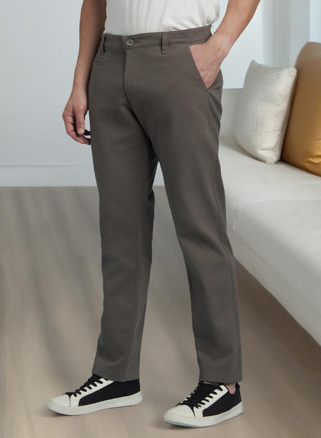 Dennis Lingo Men's Aqua 100% Cotton Solid Pattern Chinos Straight Fit Trouser - Image 1