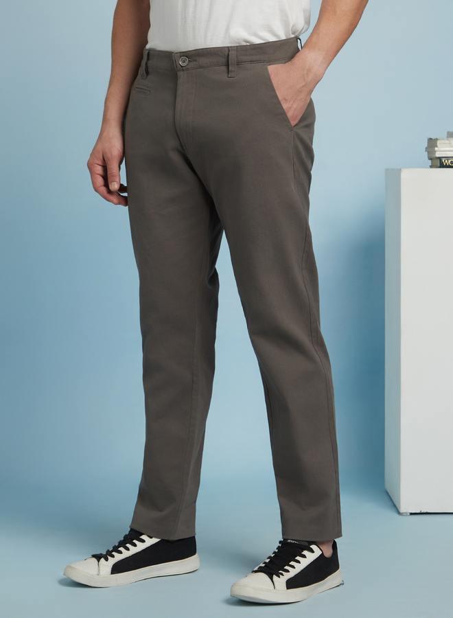 Dennis Lingo Men's Aqua 100% Cotton Solid Pattern Chinos Straight Fit Trouser - Image 3