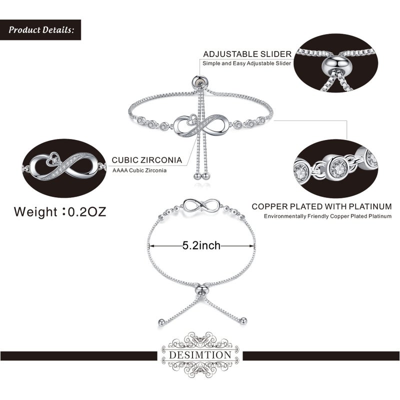 DESIMTION Gifts for Women Girlfriend Teen Girls,Infinity Heart Bracelets for Women,Valentines Day Birthday Mother's Day Presents for Mom Her Wife from Boyfriend Husband - Image 5