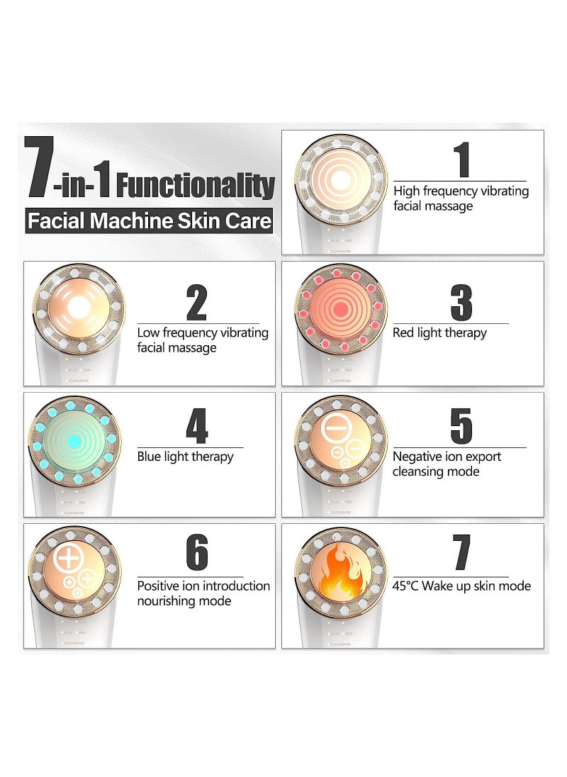 General - Facial Massager Skin Tightening Machine, 3 Color LED Light Therapy Machine, 7 in 1 Radio Frequency Beauty Machine EMS Face Massager Anti Aging and Rejuvenation Device - Image 1