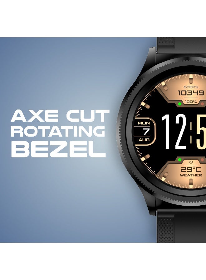 هيزاير ساعة Hezire H-Watch Crown الذكية – شاشة AMOLED 1.43 بوصة، بطارية 6 أيام، مقاومة للماء والغبار IP68، مساعد صوتي، أكثر من 200 وجه ساعة قابل للتخصيص (أسود) - Image 2