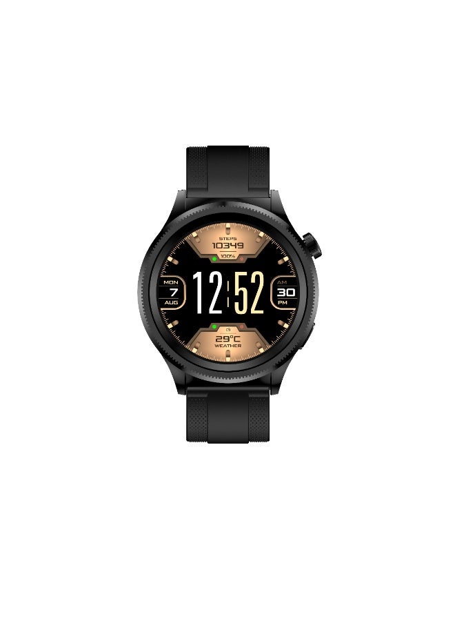 هيزاير ساعة Hezire H-Watch Crown الذكية – شاشة AMOLED 1.43 بوصة، بطارية 6 أيام، مقاومة للماء والغبار IP68، مساعد صوتي، أكثر من 200 وجه ساعة قابل للتخصيص (أسود) - Image 1