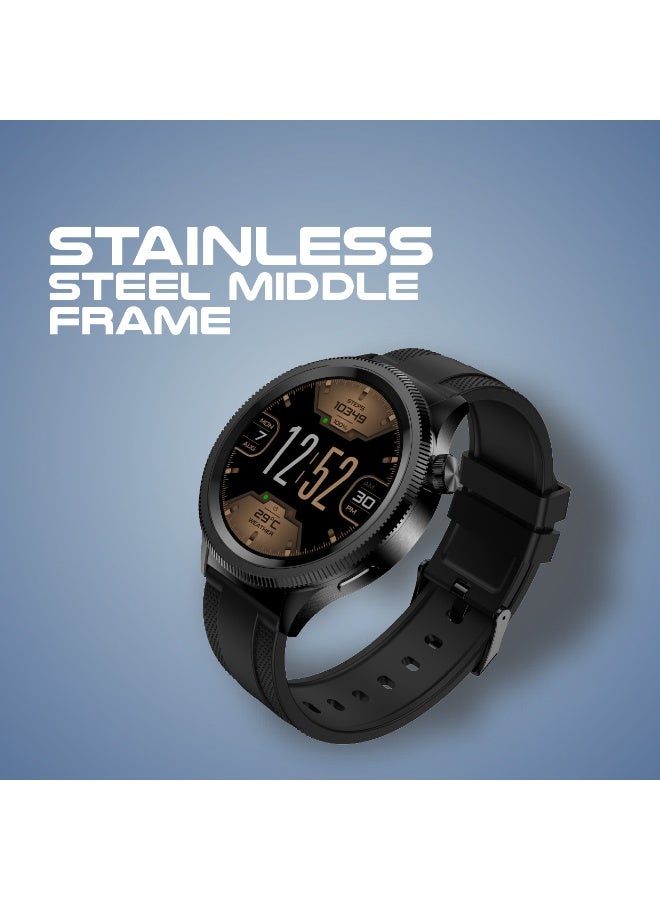 هيزاير ساعة Hezire H-Watch Crown الذكية – شاشة AMOLED 1.43 بوصة، بطارية 6 أيام، مقاومة للماء والغبار IP68، مساعد صوتي، أكثر من 200 وجه ساعة قابل للتخصيص (أسود) - Image 3