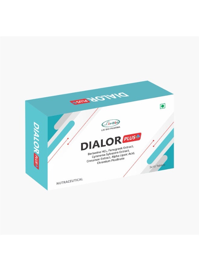 Dialor Plus Blood Sugar Support Tablets Herbal Dietary Supplement 30 Tablets Glucose Balance Support