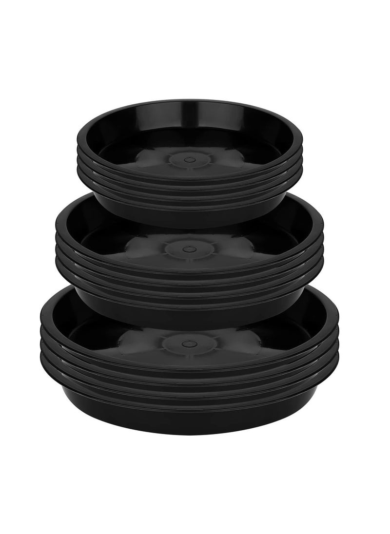Y&D 12Pcs Garden Plant Saucer, 5.5/6.2/7 Inch Round Water Catcher Tray Flower Pot Drip Trays for Potted Plants, Surface Protection Household Plants (Black)  - Image 1