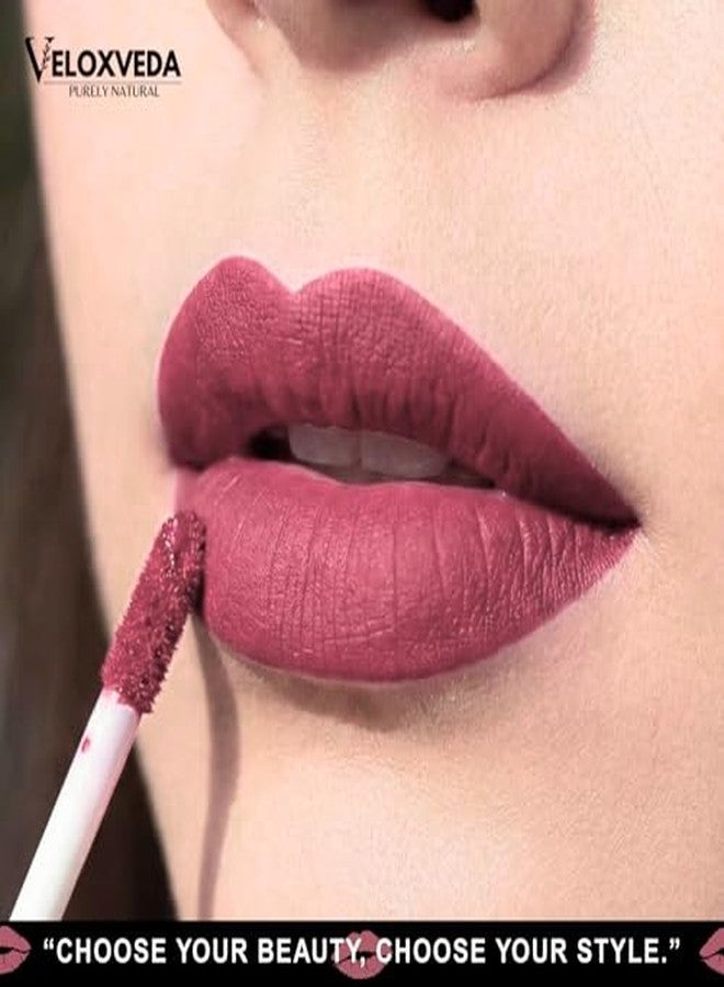 Veloxveda Mystic Matte Liquid Lipstick - Everyday Chic (Shade-01), 5ml - Warm Nude Peach, Long Lasting, Waterproof & Smudge-Proof Matte Finish - Image 4