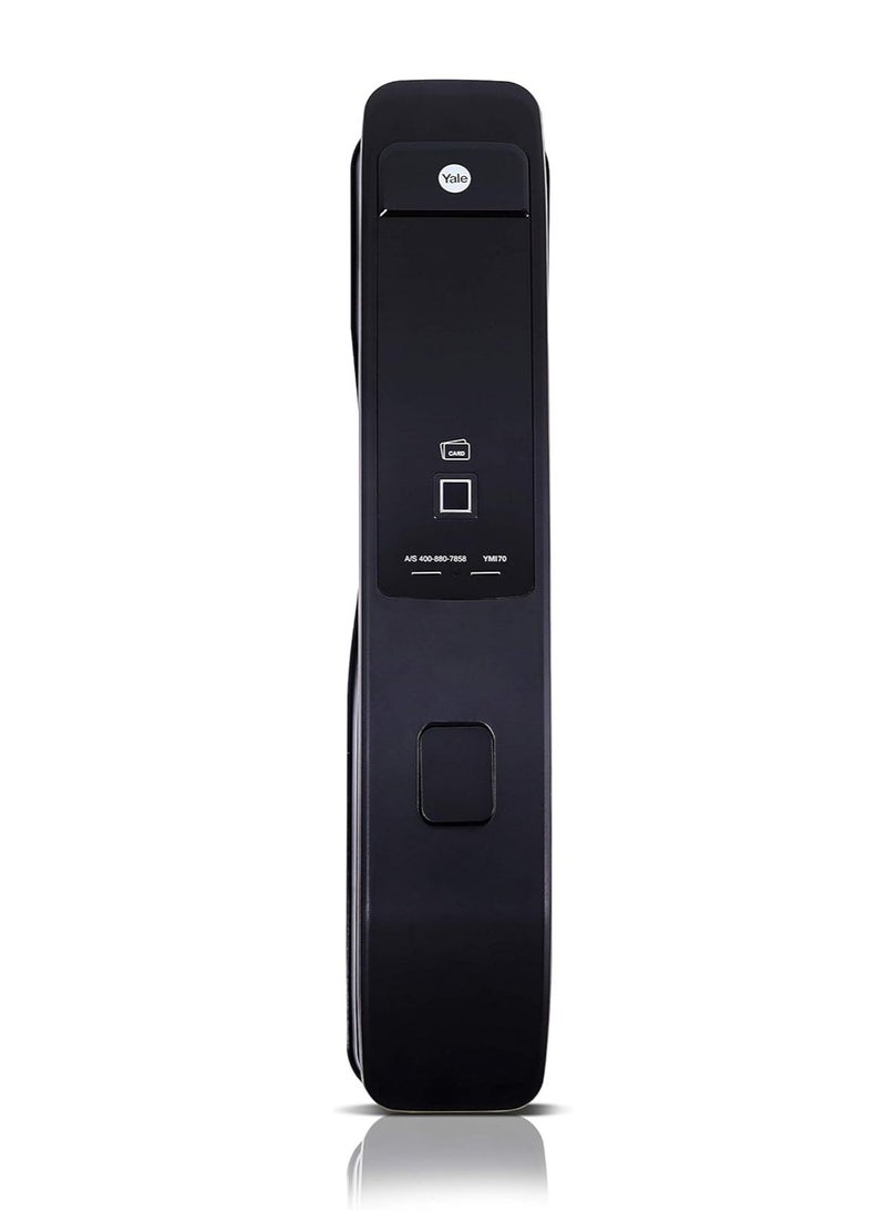 Yale - Yale YMI 70 Push Pull Smart Door Lock with Biometric, Pin Code, RF Card, Bluetooth, Mechanical Keys & App Enabled Access, Wi-Fi Optional, Color - Matt Black - Image 1