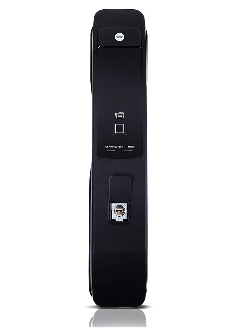 Yale - Yale YMI 70 Push Pull Smart Door Lock with Biometric, Pin Code, RF Card, Bluetooth, Mechanical Keys & App Enabled Access, Wi-Fi Optional, Color - Matt Black - Image 1