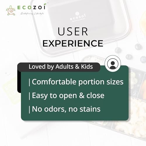 ecozoi Stainless Steel Lunch Box Food Pack | 3 Compartment Box with Leak Proof Lid and Locking Clips | Sustainable Food Storage Container, 700 ml Capacity, Silver - Image 5