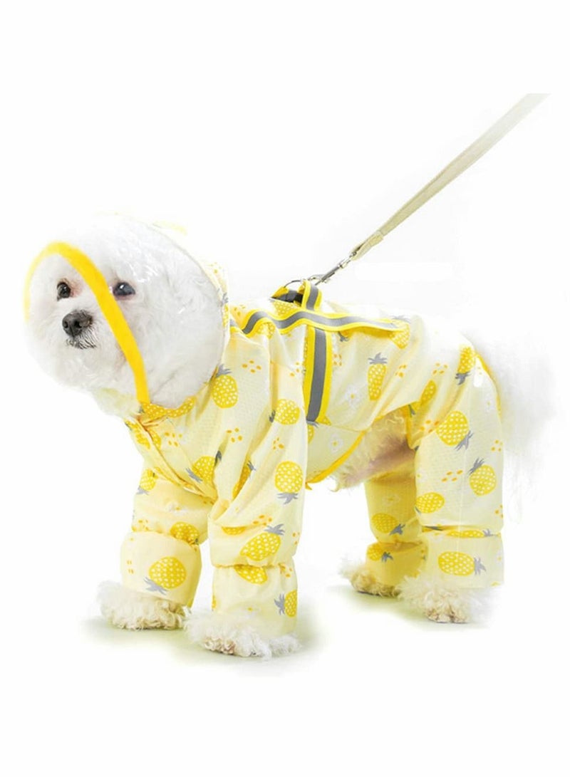 Excefore Dog Raincoat Four Legged Waterproof All Inclusive with Hat,Waterproof Rain Jacket with Night Reflective Strip Small and Medium Dogs Pet Poncho Clothes  - Image 1