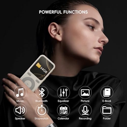 wiwoo 64GB MP3 Player with Bluetooth,Portable HiFi Lossless Sound Bluetooth MP3 Player with Speaker,Voice Recorder,Shuffle for Sport,Hiking,Running,Micro SD Card up to 128GB(Earbuds Included) - Image 2