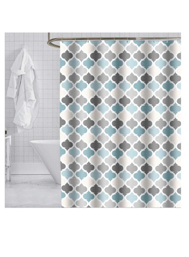 Shower Curtain Waterproof Mould Proof, Waterproof Polyester Fabric, Machine Washable Thicked Polyester Fabric, with 12 Hooks and Weighted Hem for Bath Tub and Shower Stall - Image 1