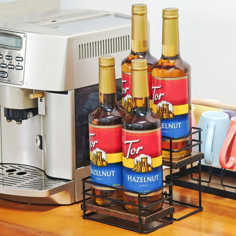 RAUMRIGGE 4 Bottle Coffee Syrup Rack Organizer 2 Tier Syrup Holder Stand for Coffee Bar Syrup Storage Shelves for Bar Family Storage Small Wine Rack for Syrup Wine Dressing - Image 4