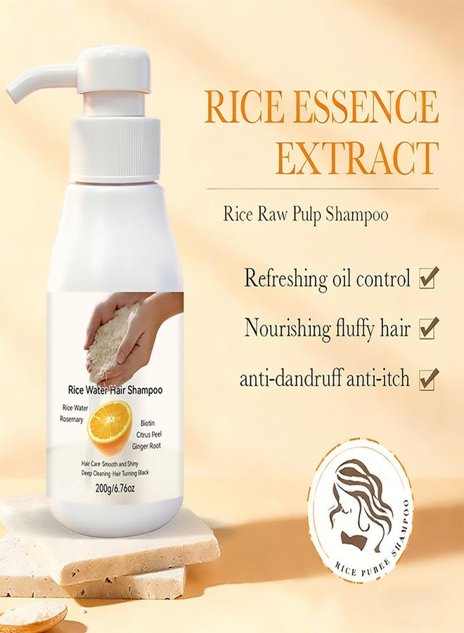Grospe Rice Water Hair Shampoo，Natural Thickening Shampoo Enriched with Rice Extract and Rosemary，Deeply Cleanses, Moisturizes & Nourishes Hair, Leaving Strands Silky Smooth，6.76 Fl Oz （200g） - Image 5