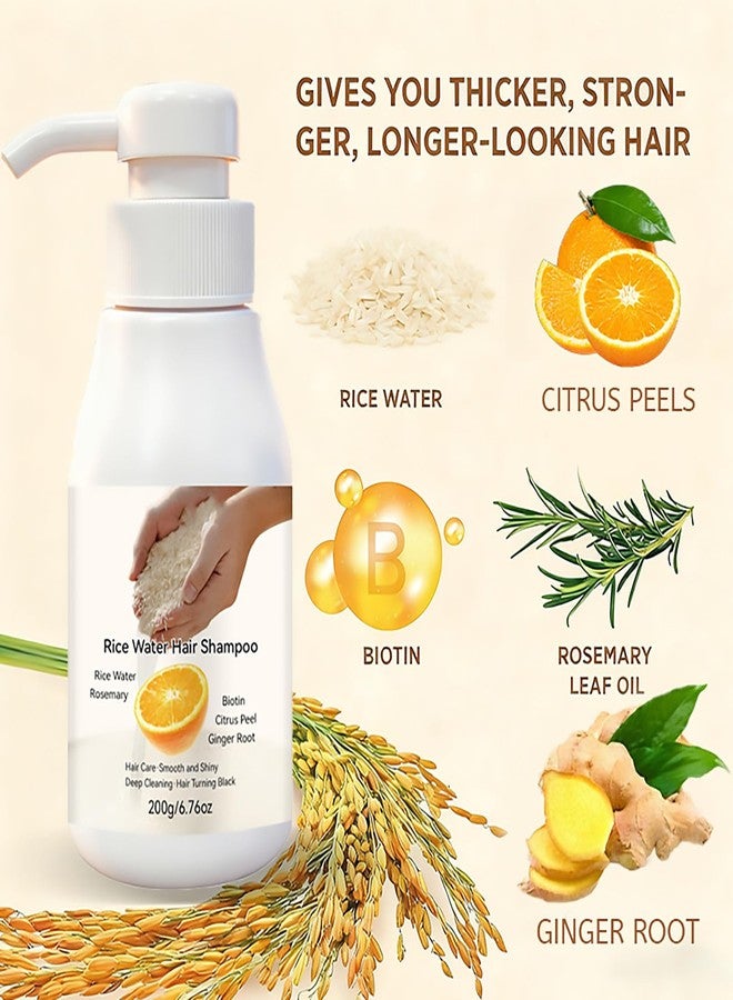 Grospe Rice Water Hair Shampoo，Natural Thickening Shampoo Enriched with Rice Extract and Rosemary，Deeply Cleanses, Moisturizes & Nourishes Hair, Leaving Strands Silky Smooth，6.76 Fl Oz （200g） - Image 3