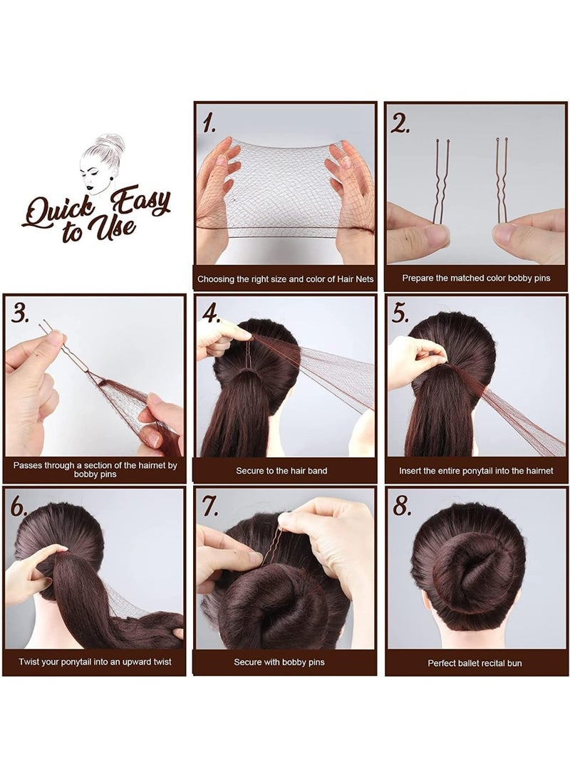 40 قطعة شبكات شعر، شبكات شعر غير مرئية لحفلات الباليه، شبكات شعر لرقص الباليه، مع 80 قطعة دبابيس شعر، تمنع التشابك، للاستخدام في خدمات الطعام، رقص الباليه، النوم، النساء والشعر المستعار - Image 4