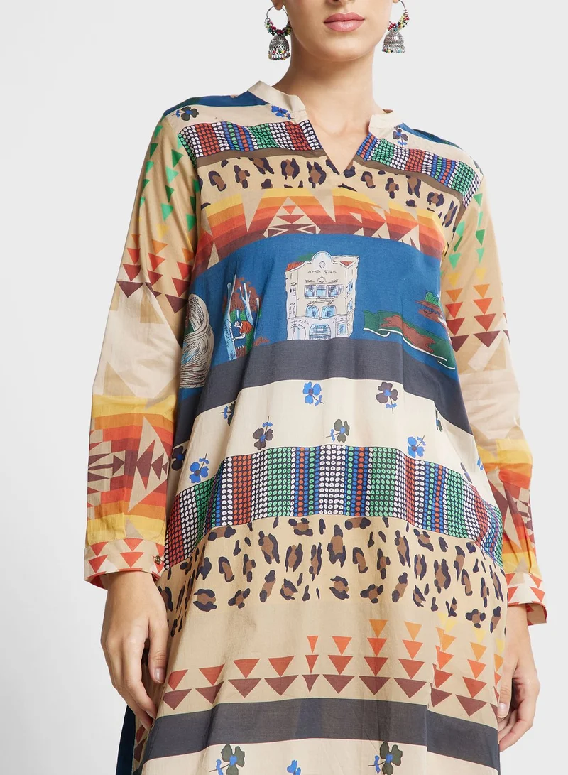 Nishat Linen Printed Notched Kurti