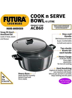 Futura Hard Anodized Cook N Serve Stewpot With Lid 6 Liters Black - pzsku/ZE85FCF8F4C8378268661Z/45/_/1719637494/40c5e487-f67d-4e14-95e4-33a091678407