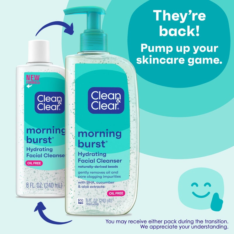 Clean & Clear 2-Pack Day & Night Daily Face Cleansers, Morning Burst Hydrating Facial Cleanser & Night Relaxing Deep Cleansing Face Wash, Oil-Free & Won't Clog Pores, 2 x 8 fl. oz - Image 4