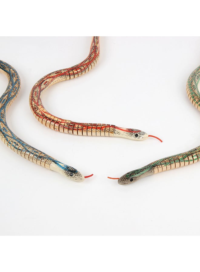 Simulation Wooden Animal Snake Model Whole Person Toy Round Head Snake Wooden Crafts Snake Night Market Stall Selling Wholesale-Color:50cm Round Head Snake - Image 4