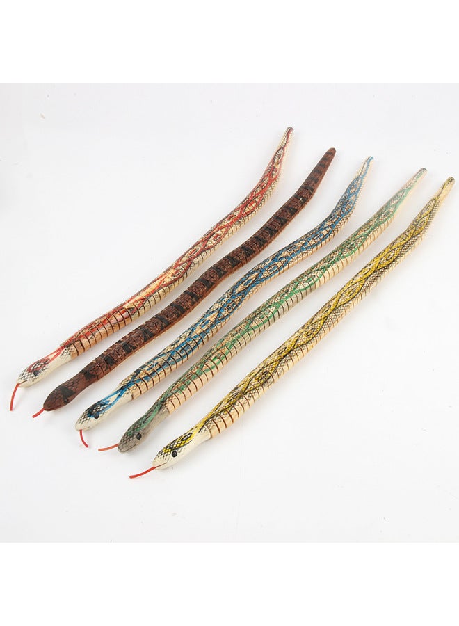 Simulation Wooden Animal Snake Model Whole Person Toy Round Head Snake Wooden Crafts Snake Night Market Stall Selling Wholesale-Color:50cm Round Head Snake - Image 5