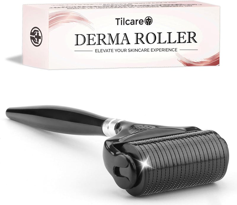 Tilcare Ultra-Wide Derma Roller for Face - At-Home Microneedling Kit, 0.25 mm Titanium Microneedle Roller for Skin Care, Beard, Scalp Hair - Image 1