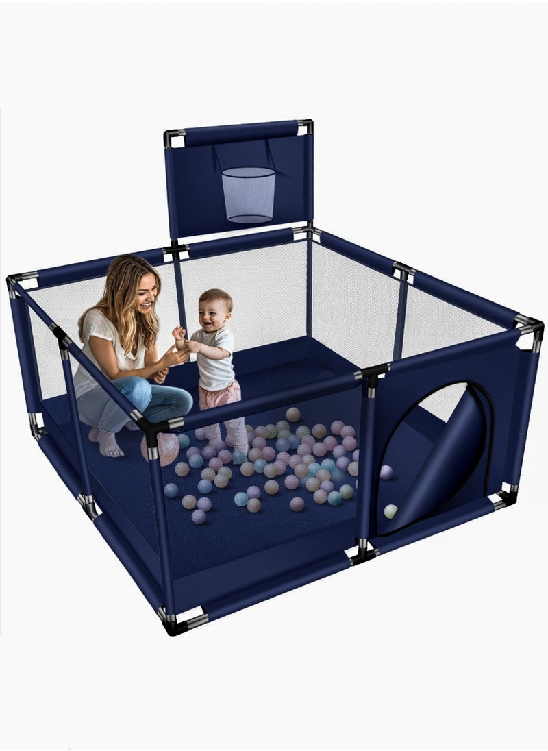 Toshionics - Portable Baby Playpen, Foldable Safety Fence for Kids & Toddlers, Indoor & Outdoor Use, Activity Center with 30 Balls, Easy Fold Play Yard, Baby Safety Playpen with Basketball Hoop - Image 1