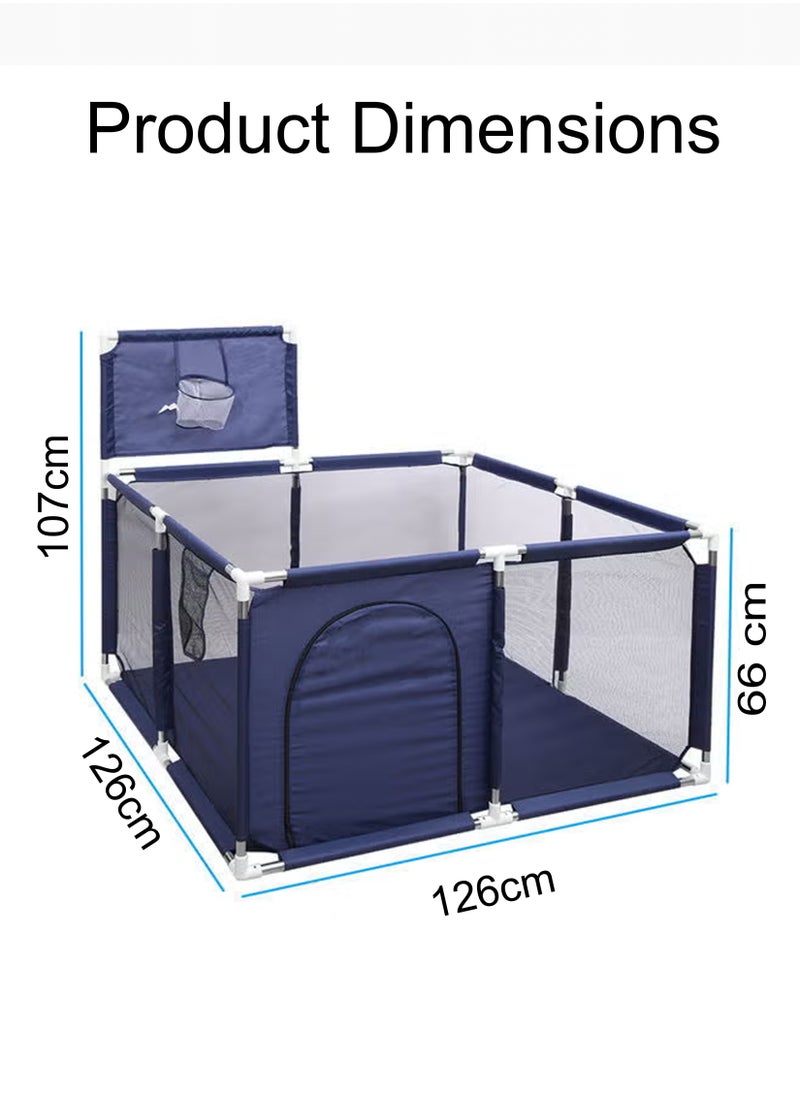 Toshionics - Portable Baby Playpen, Foldable Safety Fence for Kids & Toddlers, Indoor & Outdoor Use, Activity Center with 30 Balls, Easy Fold Play Yard, Baby Safety Playpen with Basketball Hoop - Image 1