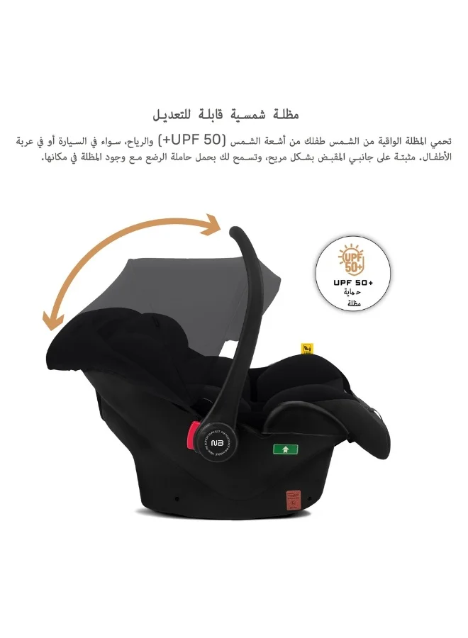نيوبريز مقعد سيارة للأطفال حديثي الولادة من آي ساكرو، قابل للحمل وخفيف الوزن، مع غطاء واقٍ من الماء، مناسب من الولادة حتى  شهرًا