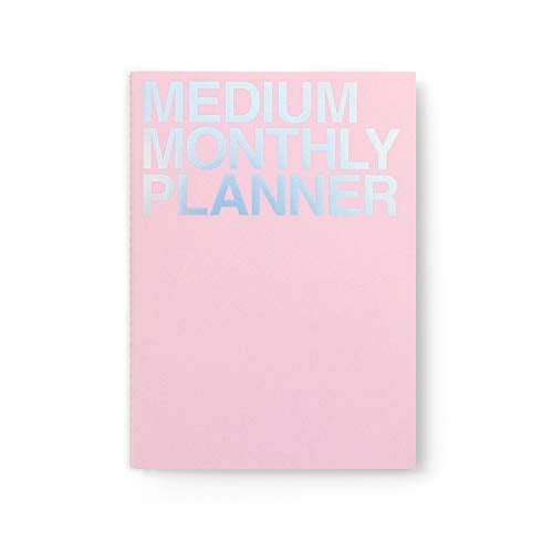 JSTORY Medium Monthly Planner Lays Flat Undated Year Round Flexible Cover Goal/Time Organizer Thick Paper Eco Friendly Customizable Stitch Bound A5 16 Months 150 GSM 18 Sheets Pink - Image 1