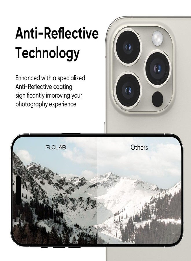 FLOLAB NanoArmour Anti-Reflective for iPhone 16 Pro Max/iPhone 16 Pro Camera Lens Protector Durable Tempered Glass with Aluminum Ring Ultra Clear TruColors, Easy Install - Natural Titanium - Image 2