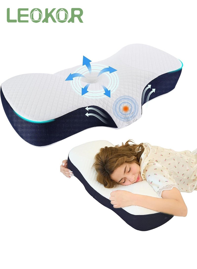 LEOKOR Neck Pillow, Resilient Memory Foam Pillow for Sleeping, Ergonomic Orthopedic Neck Contour Support Pillow for All Sleeping Positions - Image 1