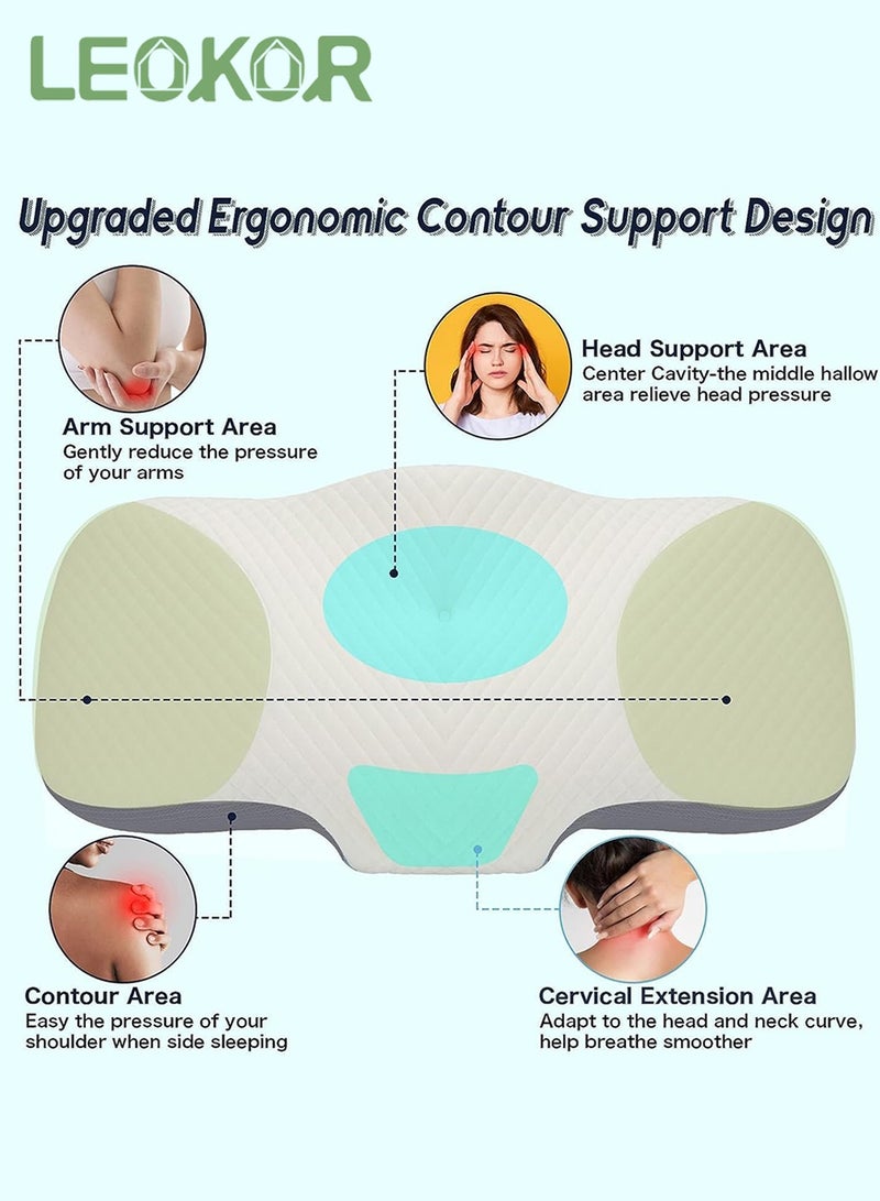LEOKOR Neck Pillow, Resilient Memory Foam Pillow for Sleeping, Ergonomic Orthopedic Neck Contour Support Pillow for All Sleeping Positions - Image 3
