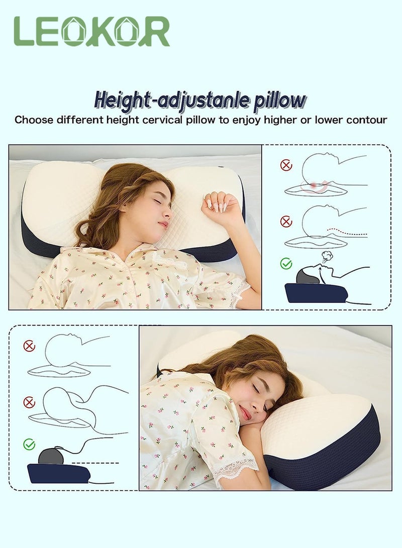 LEOKOR Neck Pillow, Resilient Memory Foam Pillow for Sleeping, Ergonomic Orthopedic Neck Contour Support Pillow for All Sleeping Positions - Image 4