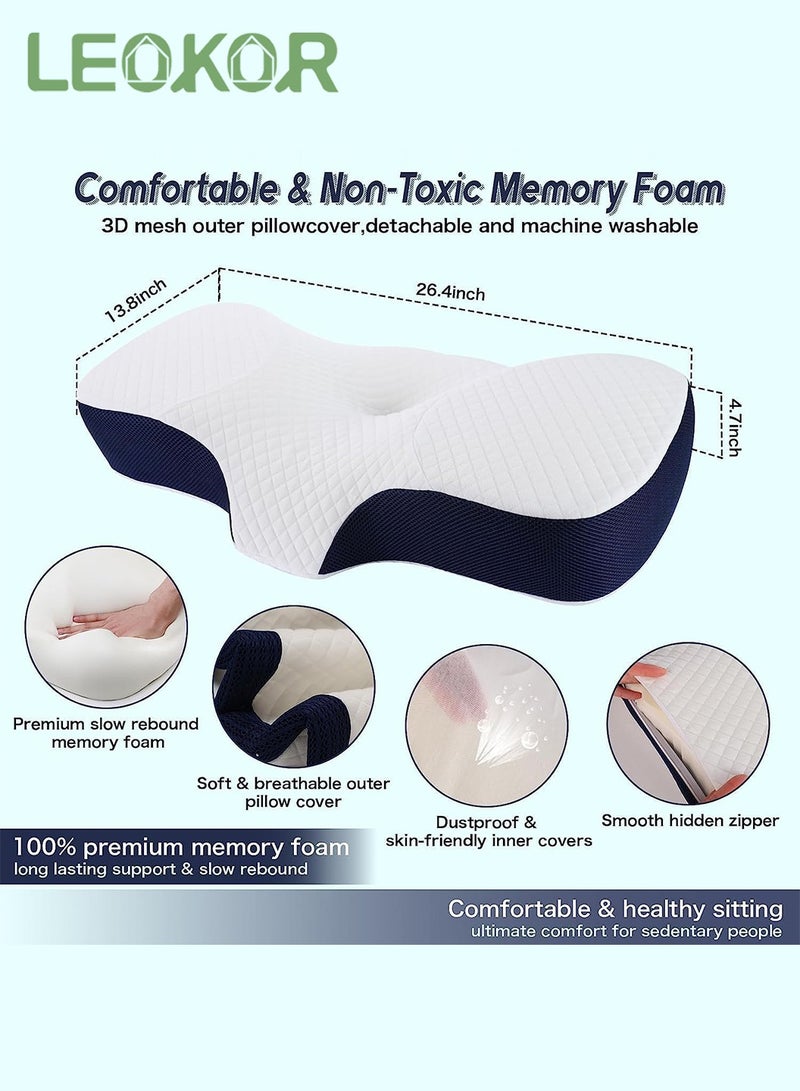 LEOKOR Neck Pillow, Resilient Memory Foam Pillow for Sleeping, Ergonomic Orthopedic Neck Contour Support Pillow for All Sleeping Positions - Image 5