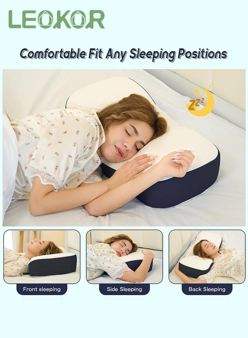 LEOKOR Neck Pillow, Resilient Memory Foam Pillow for Sleeping, Ergonomic Orthopedic Neck Contour Support Pillow for All Sleeping Positions - Image 2