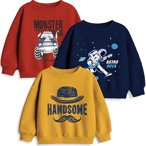 minicult Boy's & Girl's Fleece Round Neck Regular Fit Sweatshirt (Pack of 3) (SWT0001_P$_Red_13-14 Years) - Image 1