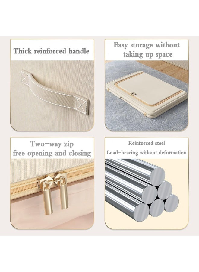 WALALLA 2 Pack Foldable Stackable Large Capacity Clothes Storage Blanket, Drawer Storage Organizer Bag, Closet Organizer Basket, Cloth Container Bins with Metal Frame, Double Window, Handle - Image 4