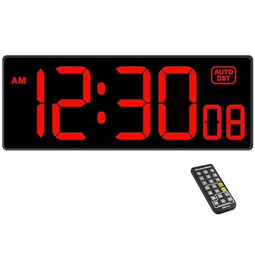 Soobest Digital Wall Clock with Seconds for Gym, Remote Countdown Timer Large LED Display 5 Dimmer (10.2" Red) - Image 1
