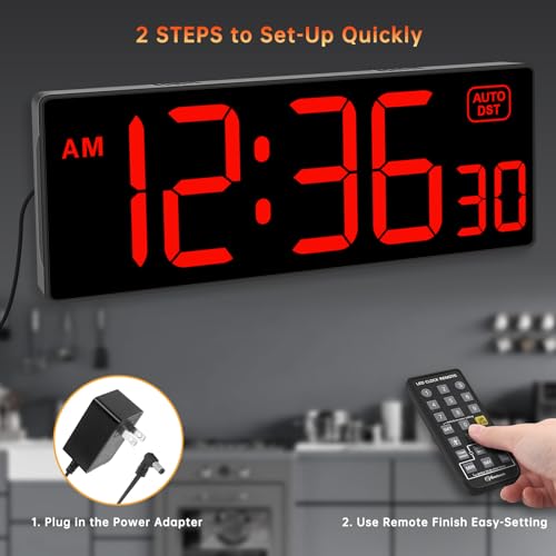Soobest Digital Wall Clock with Seconds for Gym, Remote Countdown Timer Large LED Display 5 Dimmer (10.2" Red) - Image 5