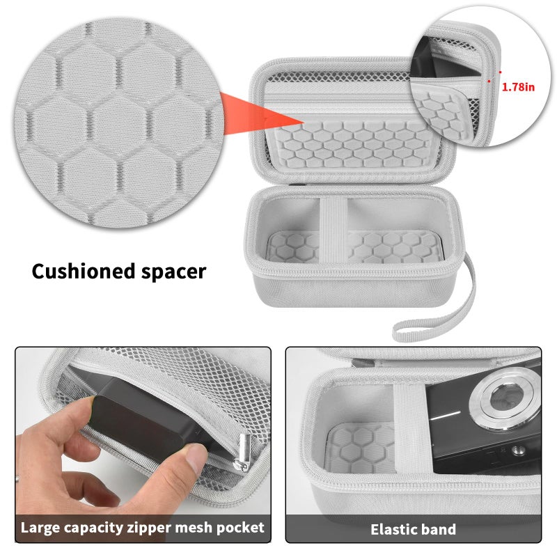 Comecase Digital Camera Carrying Case Compatible with CAMKORY/for VAHOIALD/for Canon PowerShot G7X/ for Kodak Pixpro/for Sony DSCW800 Compact Small Camera Storage Bag for Boys Girls Kids (White) - Image 4