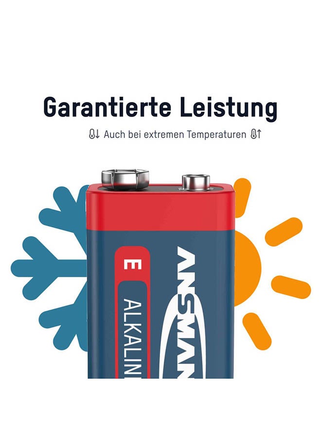 ANSMANN بطارية قلوية حمراء 9 فولت E-Block 6F22 بطارية قلوية طويلة العمر للاستخدام العام ساعة حائط عن بعد مصباح يدوي ألعاب منزلية مكتبية مدة صلاحية 5 سنوات (2 انكماش) - Image 3