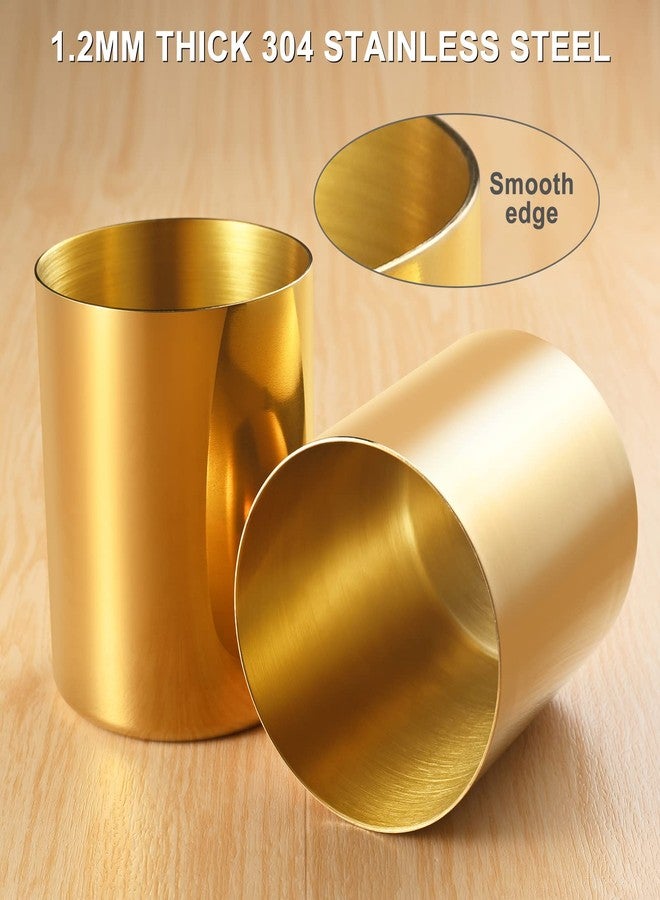 Tofun 2 Packs Gold Pen Holder for Desk, SUS304 Stainless Steel Pen Organizer for Desk, Pencil Holder,Pencil Cup,Pen Cup,Desktop Stationery Organizer - Image 2