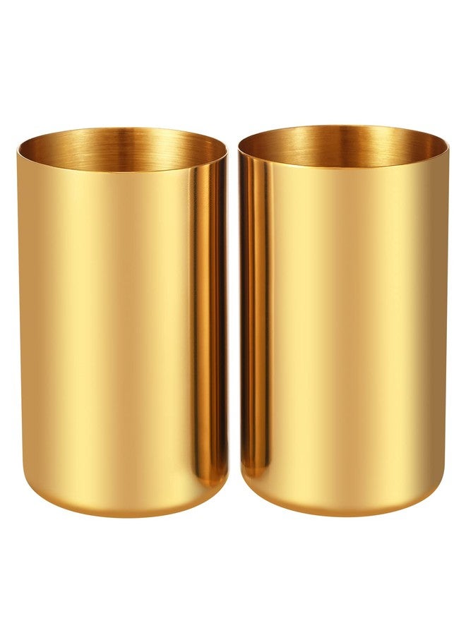 Tofun 2 Packs Gold Pen Holder for Desk, SUS304 Stainless Steel Pen Organizer for Desk, Pencil Holder,Pencil Cup,Pen Cup,Desktop Stationery Organizer - Image 1