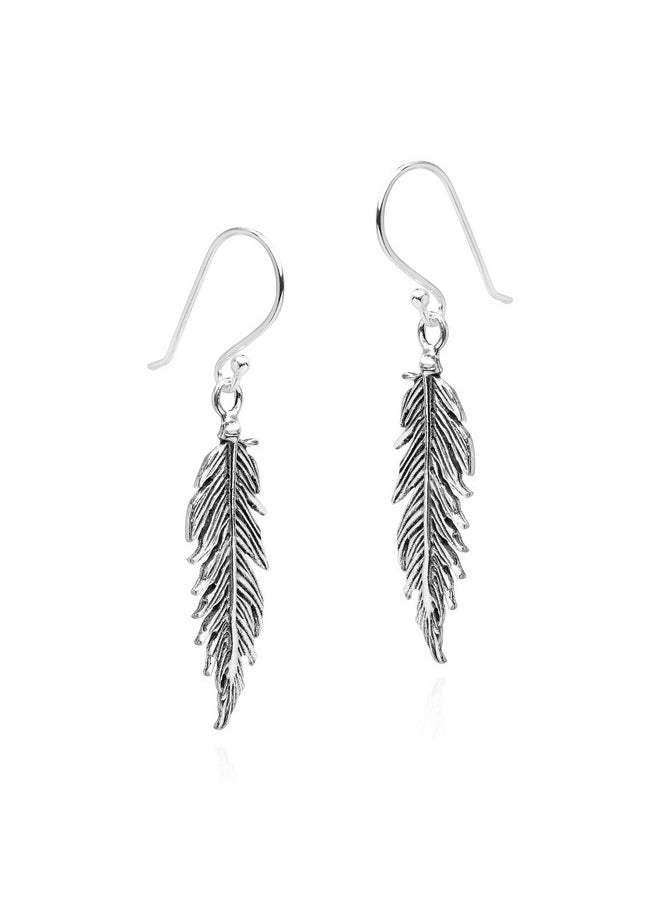 AeraVida Flowing Resilient Feather Drop .925 Sterling Silver Dangle Earrings | Elegant And Unique Women'S Jewelry Accessory  - Image 2