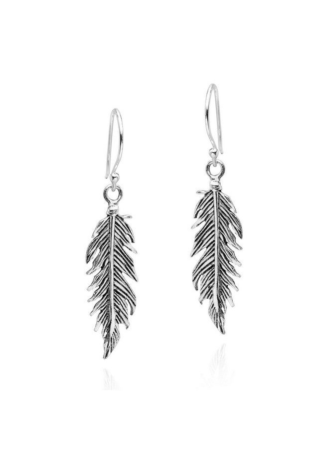 AeraVida Flowing Resilient Feather Drop .925 Sterling Silver Dangle Earrings | Elegant And Unique Women'S Jewelry Accessory  - Image 1