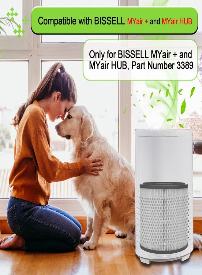 عبوة من قطعتين من فلاتر 3389 البديلة متوافقة مع بيسيل لأجهزة MYair + و MYair HUB 2905A و 3179A، رقم القطعة 3389 (فلاتر بديلة 3 في 1)، غير متوافقة مع 2780A، 2780، 27809، 3139A (أسود) - Image 4