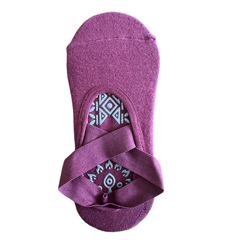 Non Slip Yoga Socks with Cross Straps, Breathable Cotton Grip Socks for Women, Summer Casual - Image 1