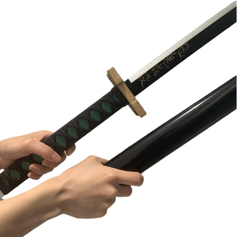 damdos Halloween Prop Anime Cosplay Sword, 32" Demo Fantasy Tokitou Muichiro Swords Tomioka Giyuu Kamado Tanjirou Swords Xmas Birthday Gifts (Tokitou Muichiro) - Image 5